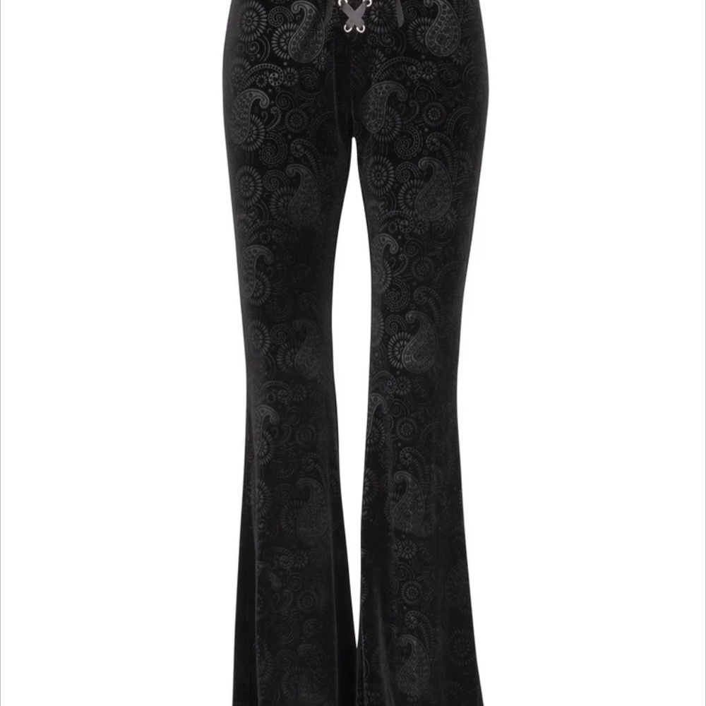 Elegant Black Paisley Flare Pants